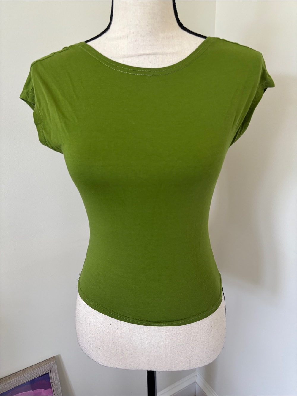 Women's Green Crewneck Slim Fit Top